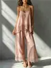 2026 Nuevo Conjunto de Dos Piezas de Verano y Primavera Europeo y Americano Amazon Transfronterizo Holgado Color Sólido Camisola Superior y Pantalones Largos Artístico Casual