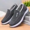 Zapatos de Tela de Invierno del Viejo Pekín, Forrados de Felpa y Engrosados, Zapatos de Algodón sin Cordones para Personas de Mediana Edad y Mayores, Suela Suave Antideslizante, Zapatos Casuales Cálidos para Papá