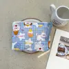 Bolsa Cosmética Linda Azul Caricatura Mini Billetera Algodón Puro Bolsa Pequeña de Tela Auriculares Lápiz Labial Bolsa de Almacenamiento Portátil