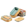 Caixa com Tampa Dupla e Padrão de Dragão para Armazenamento de Pulseiras e Joias, Caixa de Joias Estilo Chinês, Caixa de Exibição de Jade, Caixa de Brocado Song de Âmbar e Ágata