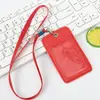Juego de tarjetas para colgar insignia de cuero de doble capa, juego de tarjetas de identificación de empleado, tarjeta de acceso para entrada de autobús, juego de tarjetas de comida para estudiantes, juego de identificación