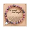 Com Cartão 8mm Pulseira de Contas Pedra Zebra Rosa Presente de Feriado Homens e Mulheres Pulseira de Contas Coração de Amizade Atacado Estilo Quente