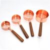 Taza medidora de cuchara para comida de gato y perro de acero inoxidable juego de 4/8 piezas taza medidora de cobre chapado en oro rosa de nogal cuchara medidora cuchara medidora de frijol chapada en oro