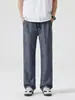 Ropa de Hombre Fengshe / Pantalones Casuales de Lino-Tencel 2026 Verano Delgados de Sensación Hielo Transpirables Lisos Pantalones Rectos para Hombre