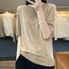 Camiseta de Lã Fina Worsted de Manga Curta Feminina Microtransparente Tricô Manga Meia Manga Fina Sem Costura Peça Única Camisa Base Primavera e Verão Nova