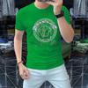 Camiseta de manga corta para hombre Artesanía europea pesada Lentejuelas láser de moda Cuello alto de media manga para hombre Seda y algodón de alta gama Moderno