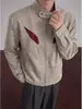 Chaqueta de cuero PU retro americana para hombre, primavera/otoño, cuello alto, diseño de bloques de color, estilo abierto al frente, moderna, corte holgado, chaqueta de motocicleta