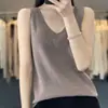 Chaleco de punto fino para mujer, color liso, sin mangas, con tirantes básicos, corte holgado, casual, de lana peinada