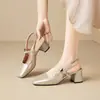 Zhr Sandalias Mary Jane de Tacón Grueso para Mujer 2026 Verano Nuevo Estilo Sandalias de Tira Única con Espalda Abierta Sandalias Elegantes de Tacón Alto