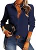 2025 Amazon Europeu e Americano Cor Pura Feminino Primavera e Verão Nova Moda Lapela Camisa de Manga Comprida Elegante Casual Estilo Botão