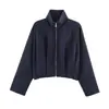 Chaqueta bomber de moda estilo europeo y americano, nuevo modelo de otoño, corte holgado, corte ajustado, top corto casual plisado