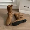 Super lindas Botas western Meilade para pessoas baixas que aumentam a altura, femininas, novidade outono 2026, versáteis, afuniladas, com pregas, botas curtas