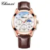 Reloj para Hombre Chenxi Fase Lunar Multifuncional Tres Subesferas Seis Manecillas Reloj Deportivo para Hombre Luminoso Impermeable Reloj de Cuarzo