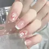 Uñas Portátiles Cortas Verano Dulces y Frescas Arte de Uñas Camelia Parche de Uñas Terminado Uñas Postizas de Gama Alta Venta al por Mayor