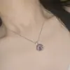 Versa Novo High-end 10 quilates Popular Roxo Luz Luxo Pingente Feminino Banhado 18K Microincrustado Zircônia Corrente Clavícula