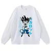 Camiseta Negra Desgastada Algodón Puro Oversize Anime Japonés Estilo Callejero Unisex Casual Cuello Redondo Manga Corta Transfronterizo
