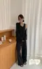 1196 Ropa de Casa Cálida y de Luz Otoñal para Mujer, Conjunto de Tres Piezas de Chaleco sin Sujetador, Pijama Térmico Acolchado de Algodón con Fibra Acrílica para Mujer