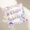Pacote com 12 Adesivos de Unha Postiça Infantis, Peças de Unha Removíveis, Design de Desenho Animado Fofo para Meninas, Unhas Usáveis Divertidas e Brincalhonas