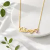Amazon Más Vendido Acero Inoxidable Collar con Nombre Corazón Piedra de Nacimiento Letra O Cadena Fina Una Pieza para Mujer Personalización