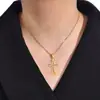 Collar Cruz Dulce con Pedrería Dorada de 18K para Mujer, Colgante Versátil de Acero Inoxidable al por Mayor