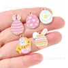 Huevo de Pascua Conejo Zanahoria Gota de Aceite Joyería Accesorios Colgante de Aleación DIY Llavero Cadena para Teléfono Adorno