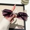 Moda Europea y Americana Marca de Nicho de Tendencia Gafas de Sol Retro Gafas de Sol Sin Marco de Forma Romboide Estilo Literario Transfronterizo Gafas de Sol con Protección Solar