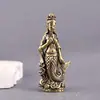 Latón puro estilo antiguo sirena dragón chica bodhisattva retro objeto sólido viejo decorativo escritorio mascota de té adorno artesanal