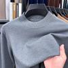 Novo Suéter Masculino de Meia Gola Longa Fino de Seda de Amora + Lã de Ovelha Camisa de Base Tricotada Masculina Lã t