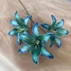 Flores de Lírio Impressas em 3D Simuladas Lírio de 3 Cabeças Arranjo para Salão de Casamento Arranjo de Flores Decoração para Sala de Estar de Casa Flor Artificial