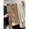 ¡Hilo de alta gama! Cárdigan de punto suave y cómodo de alta calidad con diseño de trenzado de ancho completo y borlas, nuevo estilo de principios de otoño H091601