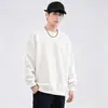 Sudadera casual de algodón chino de peso pesado para jóvenes, color liso, cuello redondo, manga larga, para primavera y otoño, simple y versátil, venta al por mayor del fabricante