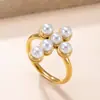 Anillo de Acero Inoxidable de Lujo Ligero Francés para Mujer Sensación de Alta Gama Anillo de Perla Cruzada Versátil de Temperamento Anillo para el Dedo Índice Joyería