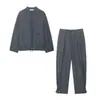 Estilo Europeo y Americano Popular en Amazon Aliexpress Tendencia de Moda Versátil Chaqueta con Cordones Pantalones Plisados Traje Casual y Cómodo Mujeres