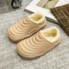 Chinelos de Algodão Impermeáveis com Cobertura Traseira para Mulheres, Outono/Inverno, Com Pelúcia Adicional, Sola Grossa, Antiderrapante, para Uso Interno em Casa, Podem ser Usados ao Ar Livre, Chinelos Peludos Quentes