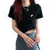 Crop Top Dulce y Picante para Estudiantes, Nuevo Verano 2026 Manga Corta Bordado con Volantes Ajustado Camiseta para Mujer