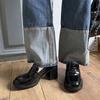 Mocasines de Piel de Vacuno Estilo Academia Gruesos de Tacón Alto Primavera 2025 Combinan con Todo Zapatos de Piel Pequeña para Ir al Trabajo de Punta Cuadrada Piel Genuina Escotados de Una Capa para Mujer