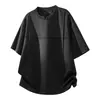 Camiseta Masculina de Cor Sólida com Corte Desconstruído e Ombro Reto, Verão, Nicho Casual, Manga Curta, Marca Americana de Moda High Street, Manga Meia