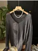 Hongmi Apparel/Cárdigan de punto fino con cuello en V holgado, textura calada, manga larga, top de protección solar para mujer, verano