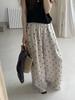 Calça de Algodão e Linho Wide Leg com Estampa de Bolinhas Coloridas Contrastantes, Comprimento no Tornozelo, Nova Coleção Verão 2025 para Mulheres, Versátil, Cintura Elástica, Casual, Corte Reto
