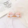 Pinza para el Cabello de Acetato con Diseño de Corbata de Moño para la Parte Trasera de la Cabeza, Pinza de Resorte con Pedrería Azul y Rosa para el Flequillo y la Cola de Caballo
