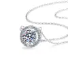 Collar Transfronterizo Modelo Nuevo de Plata S925 con Colgante Redondo Geométrico de Diamante Sintético, Cadena de Moissanita de Moda de Lujo de Alta Gama