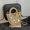 Bolsa de Palha Trançada para Mulheres, Novo Estilo de Verão 2026, Bolsa de Ombro Trançada Estilosa e Bonita, Bolsa de Mão e Bolsa Transversal para Férias na Praia