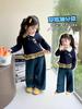 Traje de Otoño para Niñas 2025 Nuevo Estilo Estilo Infantil Camisa Polo Sudadera Jeans para Niña Pequeña Traje de Otoño