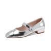 Sapatos Mary Jane elegantes e versáteis de couro para uso geral, novos sapatos de salto baixo e redondo de couro de vaca com camada única para mulheres, outono de 2022