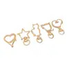 Llavero de Gato con Estrella de Cinco Puntas Rellenado de Oro de 14 Quilates que Conserva el Color, Cierre de Resorte de Pinza de Langosta en Forma de Corazón, Hebilla para Bolso, Accesorios para Joyería Hechos a Mano DIY