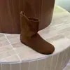 Botas Retro de Cuero Genuino Planas para Mujer, Otoño e Invierno, Nuevo Estilo Coreano, Piel Nobuk, Puntera Ancha, Botines Cortos Birkenstock para Mujer