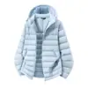 Chaqueta de plumas ligera con capucha invierno nueva 90% plumón de pato protección contra el frío chaqueta cálida ligera chaleco de canalé protección contra el frío para exteriores