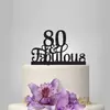 Tarjeta de pastel acrílica "80 y fabuloso" palabra en inglés para cumpleaños, aniversario
