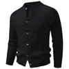 Cardigan de Punto Trenzado con Cuello Alto para Hombre Otoño/Invierno 2026 Color Sólido Manga Larga Botones Suéter Ropa Exterior Casual Chaqueta Multicolor