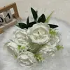Ramo de 7 cabezas de rosa Austin Flores de seda de fábrica de alta gama directas Flores artificiales para exhibición en ventana del hogar